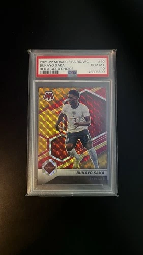 Bukayo Saka 2021 Panini Mosaic FIFA Red & Gold