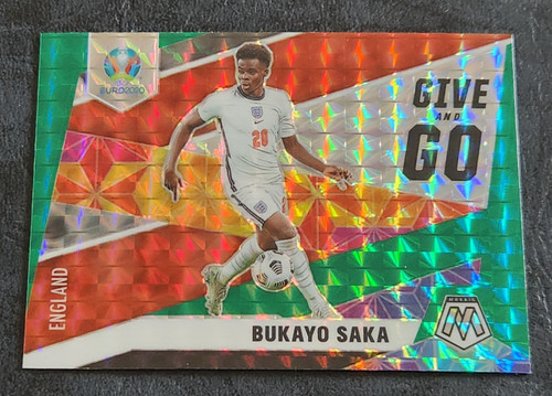 Bukayo Saka 2021 Panini Mosaic Give & Go Green Prizm