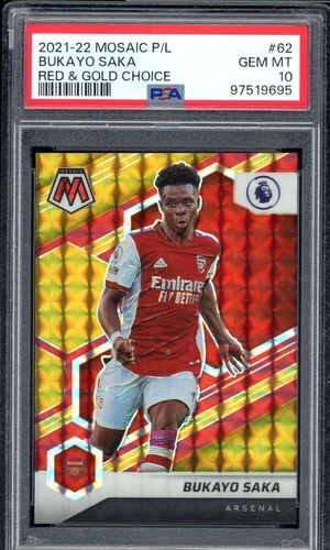 Bukayo Saka 2021 Panini Mosaic Red Gold #62