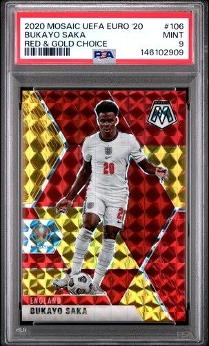 Bukayo Saka 2020 Panini Mosaic UEFA Euro 2020 Red & Gold Choice 53/88