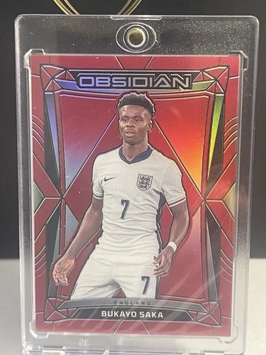 Bukayo Saka 2024 Panini Obsidian Electric Etch Red Flood /10