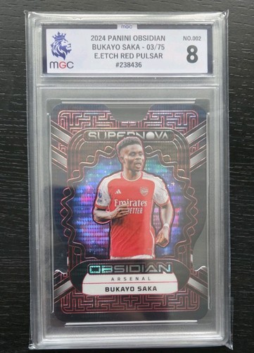 Bukayo Saka 2023 Panini Obsidian Red Pulsar 03/75