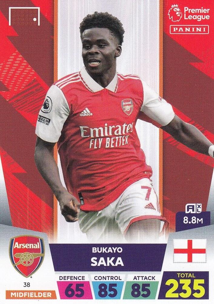 Bukayo Saka 2023 Panini Adrenalyn XL Premier League
