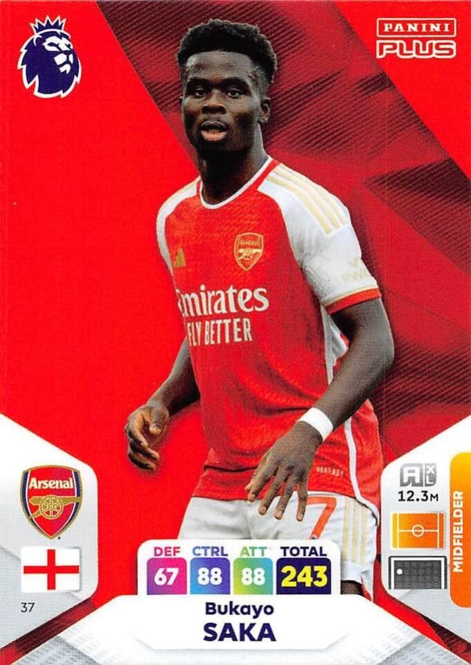 Bukayo Saka 2024 Panini Adrenalyn XL Premier League Plus