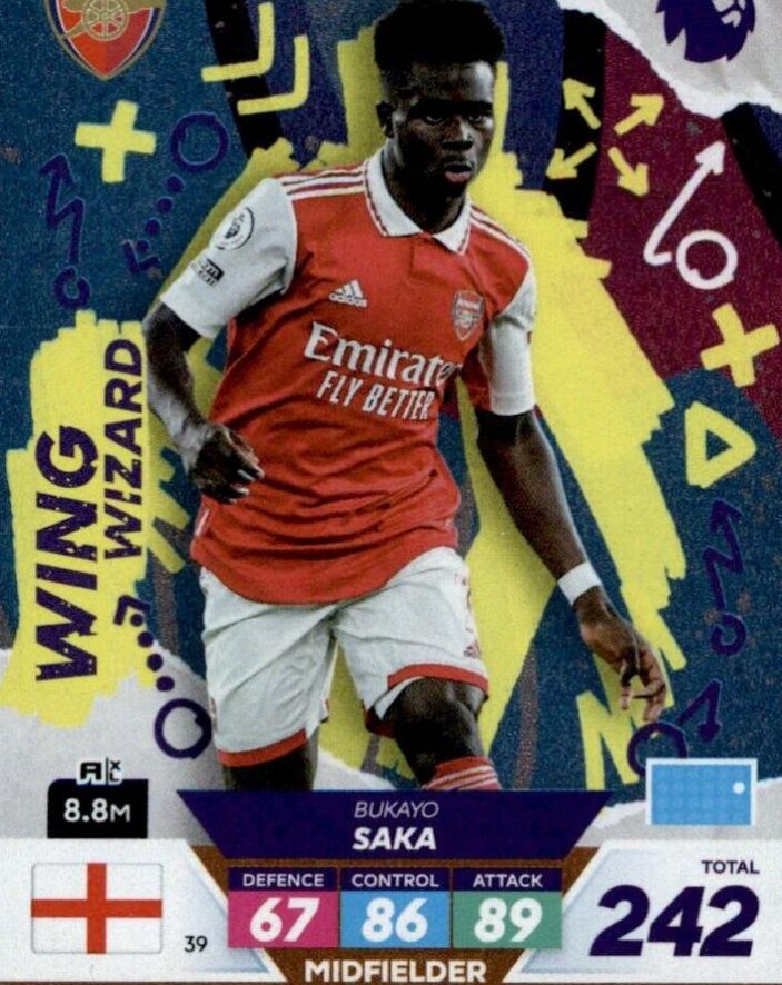 Bukayo Saka 2023 Panini Adrenalyn XL Premier League Plus