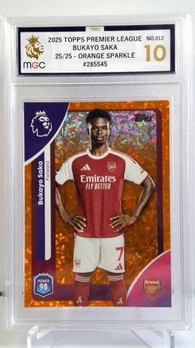 Bukayo Saka 2025 Topps Premier League Orange Sparkle /25