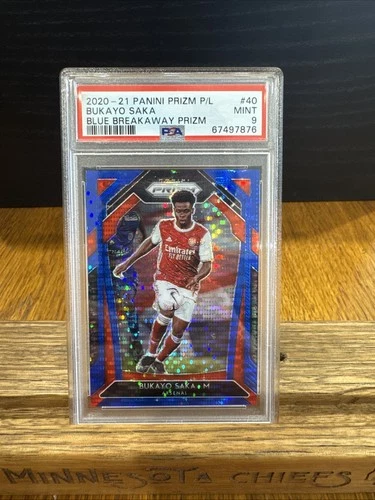 Bukayo Saka 2020 Panini Prizm Premier League Breakaway Blue Prizm /195