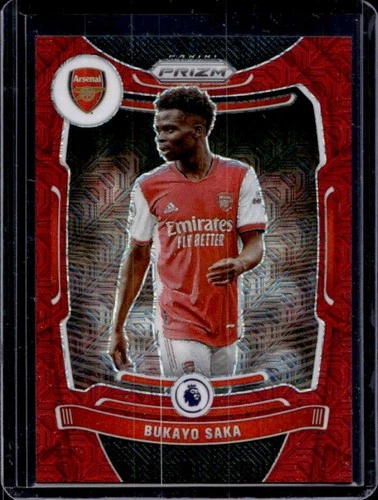 Bukayo Saka 2021 Panini Prizm Premier League Red Mojo /159