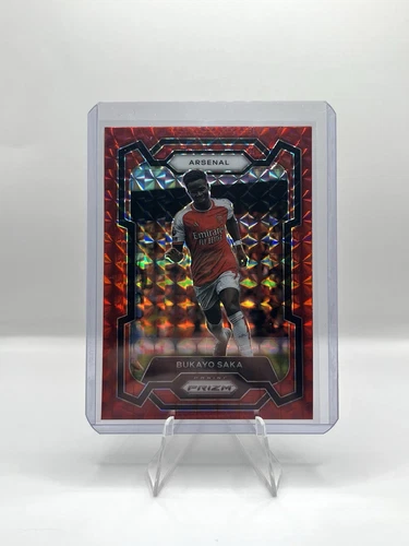 Bukayo Saka 2023 Panini Prizm Premier League Red Mosaic Prizm