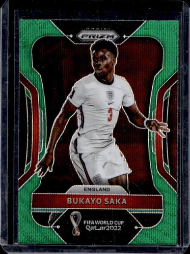 Bukayo Saka 2022 Panini Prizm World Cup Green Wave