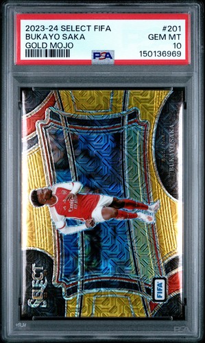 Bukayo Saka 2023 Panini Select FIFA Gold Mojo Prizm /10