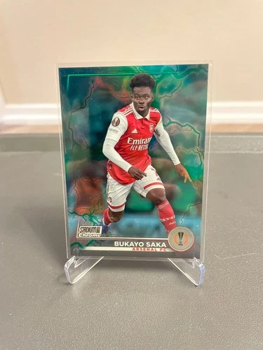 Bukayo Saka 2022 Topps Stadium Club Chrome Aqua Wave /275