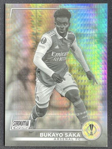 Bukayo Saka 2023 Topps Stadium Club Chrome Black White Prism /350