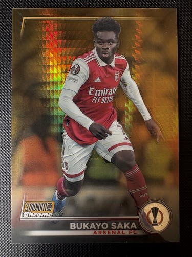 Bukayo Saka 2023 Topps Stadium Club Chrome Gold Prism Refractor /50