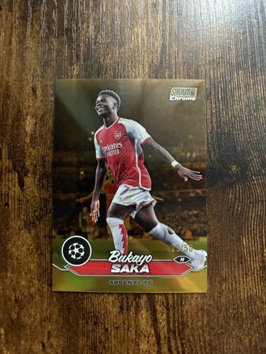 Bukayo Saka 2024 Topps Stadium Club Chrome Gold Refractor /50