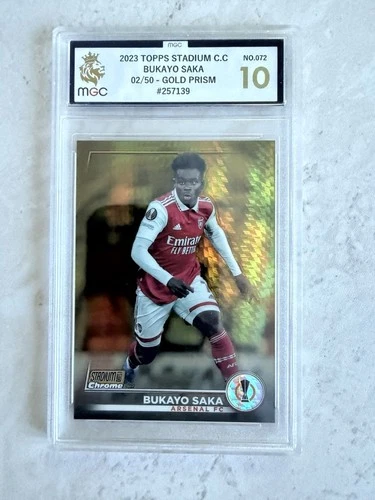 Bukayo Saka 2023 Topps Stadium Club Chrome Gold Refractor /50