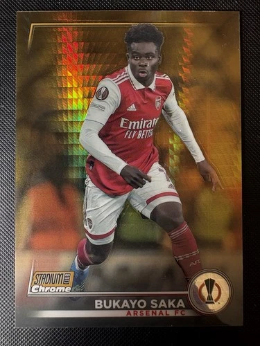 Bukayo Saka 2023 Topps Stadium Club Refractor Prisma Dorado /50
