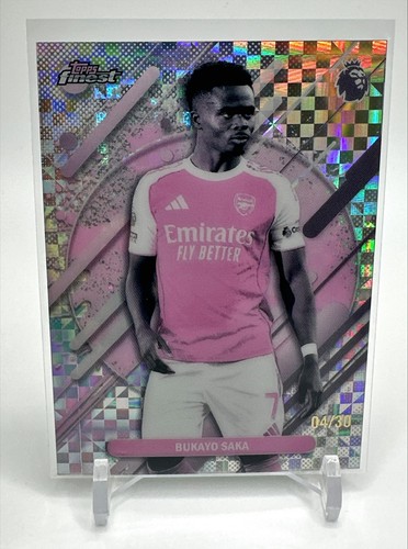 Bukayo Saka 2025 Topps Finest Premier League Pearl Checkerboard /30