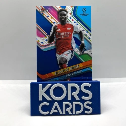 Bukayo Saka 2024 Topps Finest UEFA UCL Blue 31/75