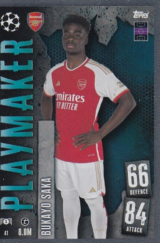 Bukayo Saka 2023 Topps Match Attax UEFA Club Competitions