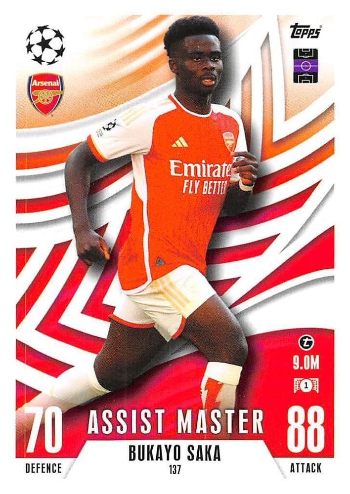 Bukayo Saka 2023 Topps Match Attax UEFA Club Competitions Extra