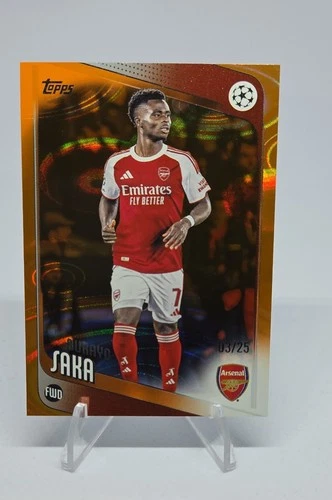 Bukayo Saka 2025 Topps UEFA Club Competitions Orange Raindrops /25