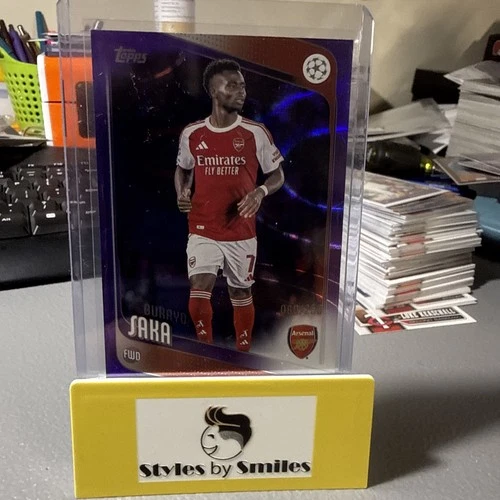Bukayo Saka 2025 Topps UEFA Club Competitions Purple Foil /250