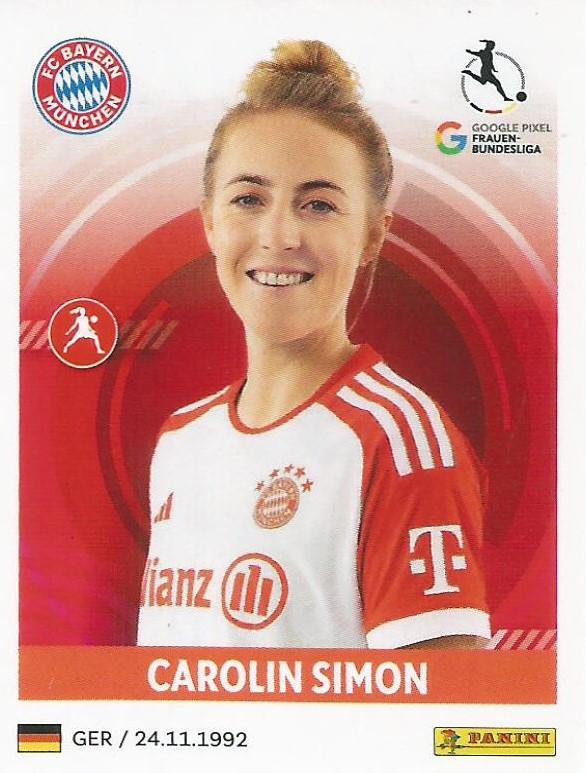 Carolin Simon 2023 Panini Frauen Bundesliga Stickers