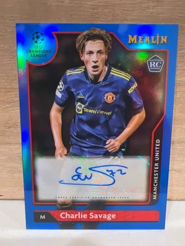 Charlie Savage 2021 Topps Merlin Chrome Blue Refractor /75