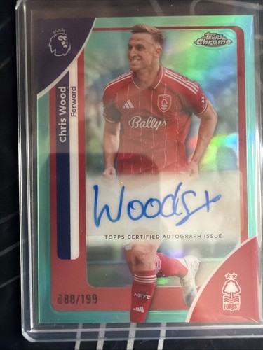Chris Wood 2025 Topps Chrome Premier League Aqua /199