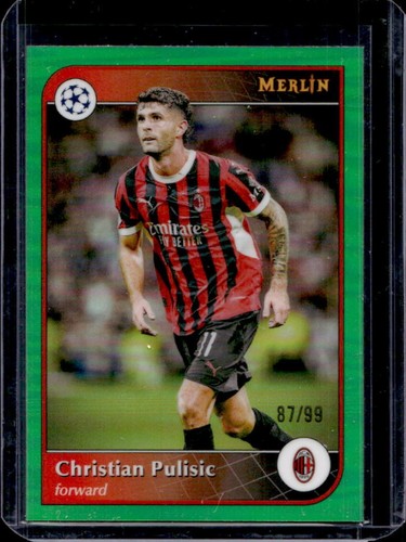 Christian Pulisic 2024 Topps Merlin Chrome Verde Rifrattore /99