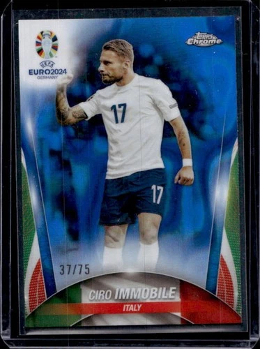 Ciro Immobile 2023 Topps Chrome UEFA Euro Blue Lava Refractor /75