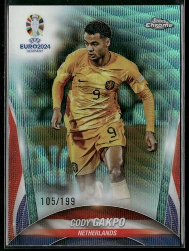 Cody Gakpo 2024 Topps Chrome UEFA EURO Aqua Wave Refractor /199