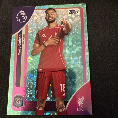 Cody Gakpo 2026 Topps Premier League Aqua Sparkle /499