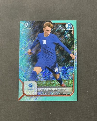 Cole Palmer 2022 Topps Bowman Chrome UEFA Aqua Shimmer Refractor /125