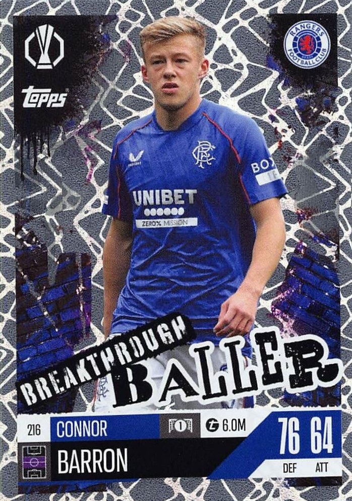 Connor Barron 2024 Topps Match Attax UEFA Club Competitions Extra