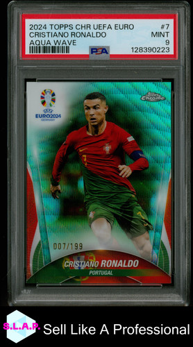 Cristiano Ronaldo 2024 Topps Chrome Aqua Wave /199