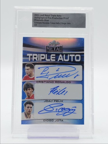 Cristiano Ronaldo, Felix, Diogo Jota 2022 Leaf Metal Blue 1/1