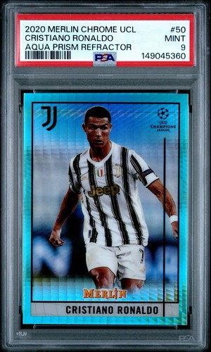 Cristiano Ronaldo 2021 Panini Merlin Chrome Aqua Prism Refractor