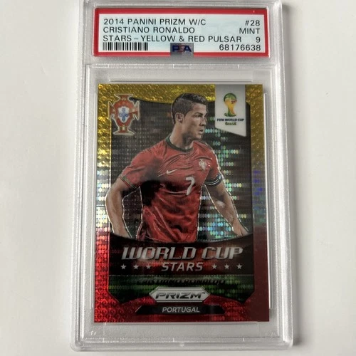 Cristiano Ronaldo 2014 Panini Prizm Yellow Red Pulsar
