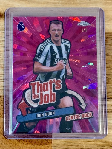 Dan Burn 2025 Topps Chrome Premier League Sapphire Padparadscha /1