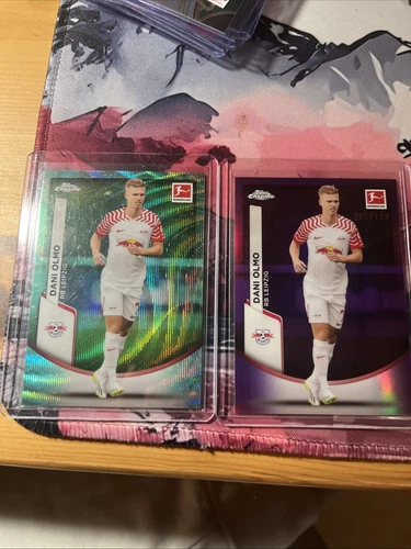 Dani Olmo 2023 Topps Chrome Aqua Bubbles Refractor /275 and /299