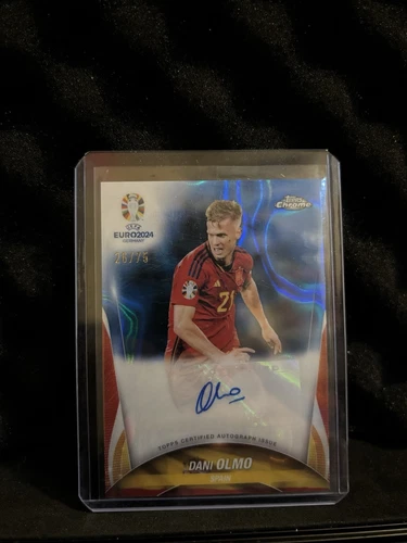 Dani Olmo 2024 Topps Chrome UEFA EURO 2024 Blue Lava Refractor /75