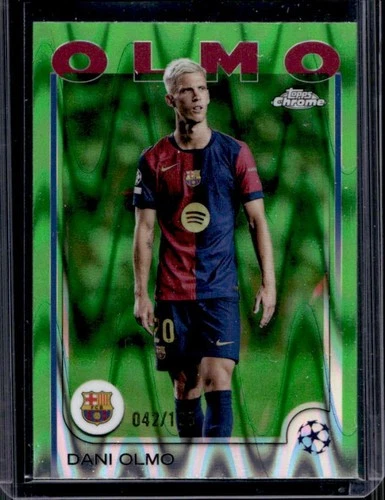 Dani Olmo 2024 Topps Chrome UEFA Neon Green RayWave Refractor /125