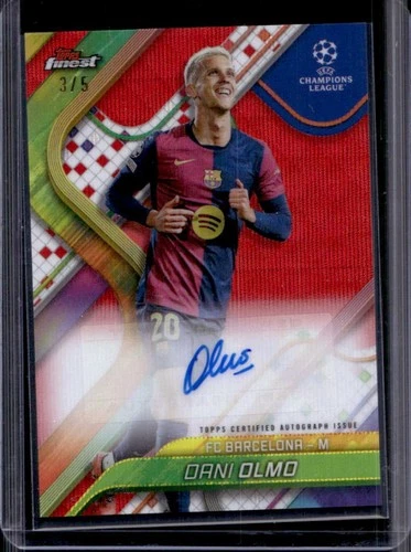 Dani Olmo 2024 Topps Finest UEFA Wave Red Refractor /5