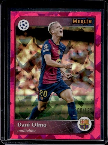 Dani Olmo 2024 Topps Merlin Chrome Atomic Magenta Refractor /125