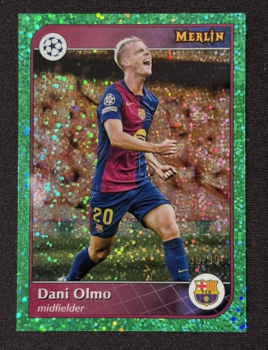 Dani Olmo 2024 Panini Merlin UEFA Club Competitions Green Speckle Refractor /99