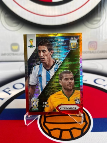 Daniel Alves & Angel Di Maria 2014 Panini Prizm World Cup Yellow & Red Pulsar