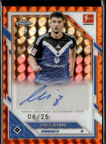 Daniel Elfadli 2025 Topps Cromo Bundesliga Naranja Geométrico /25