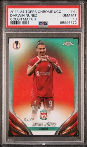 Darwin Núñez 2023 Topps Chrome Color Match /99
